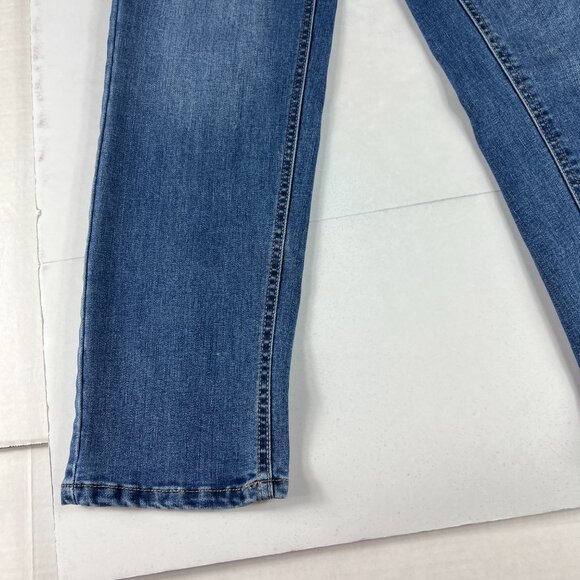 Oat New York Jeans Women's 29x27* Mid Rise Straight Crop Blue Faded Denim Tag 28 - Picture 4 of 16